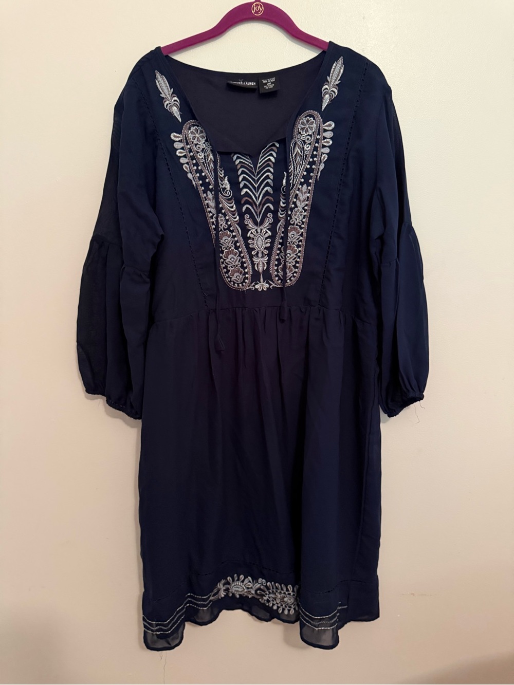 Navy Embroidered Dress